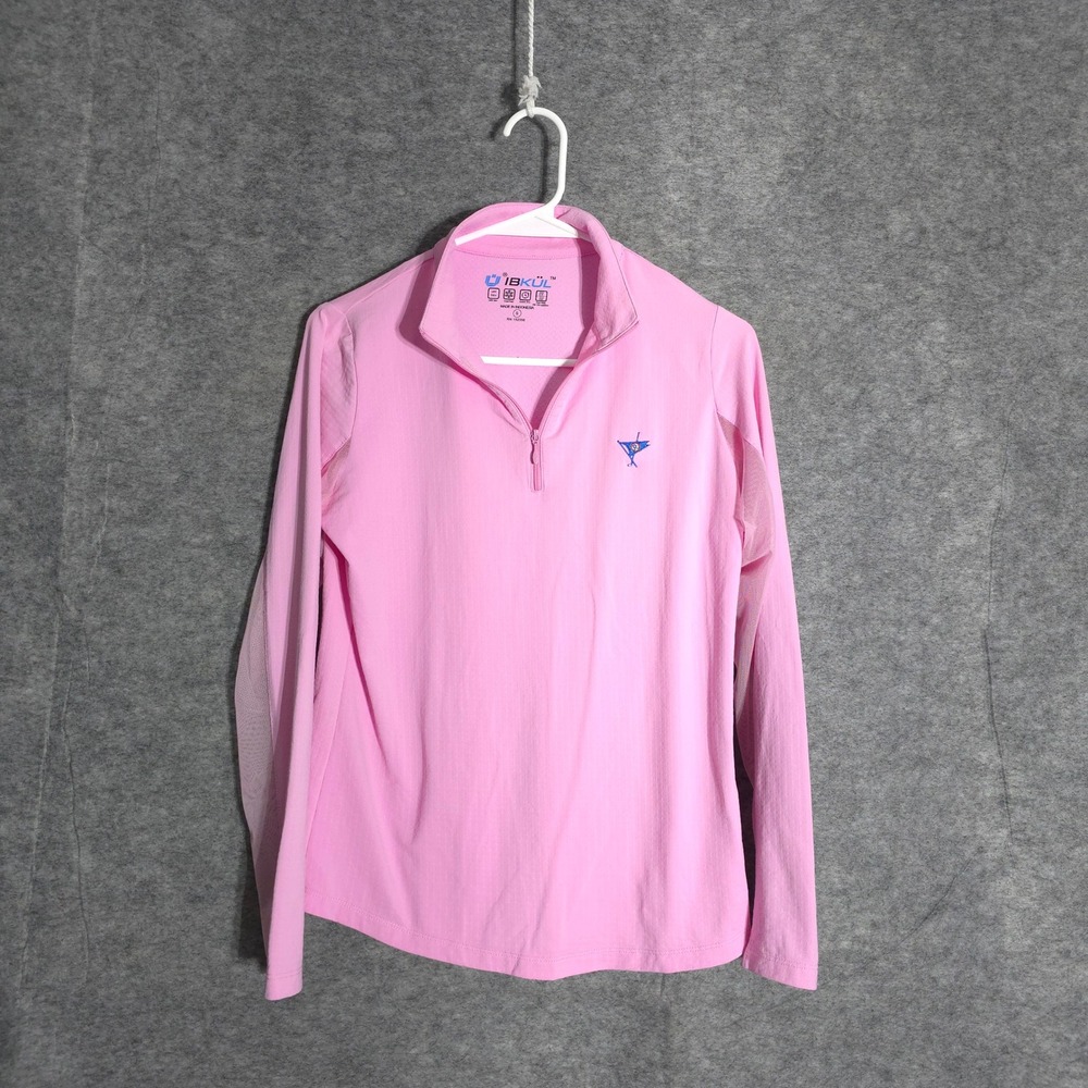 IBKÜL Quarter Zip Pullover Women S Pink UPF 50+ Mesh Panels Mock Neck Activewear